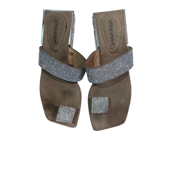 Jeffrey Campbell SquareToe Embellished Rhinestone Jeweled Sandals Womens Size 7 - Picture 5 of 10